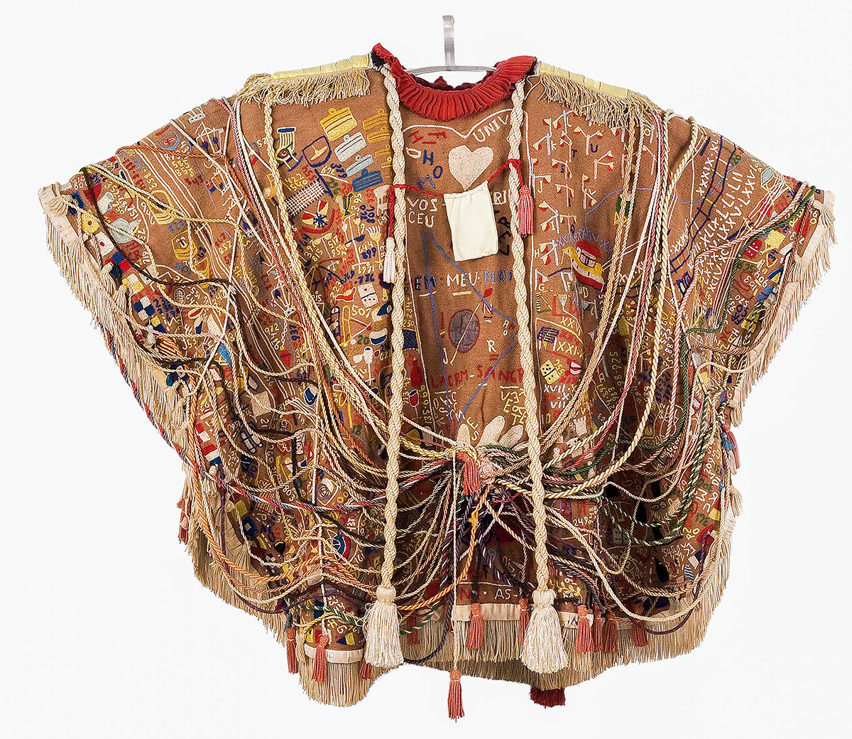 Arthur Bispo do Rosario, Manto de apresentai;:ao, undated, Embroidered fabric, braided yarn, paper and metal; 118,5 x 141,2 x 7 cm, © Museo Bispo, Rio de Janeiro
