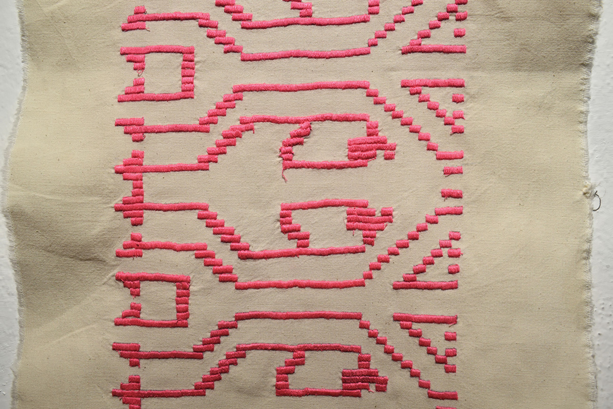 Ada Anastasea, Untitled, 2021, embroidery on broad cloth, 96×29 cm