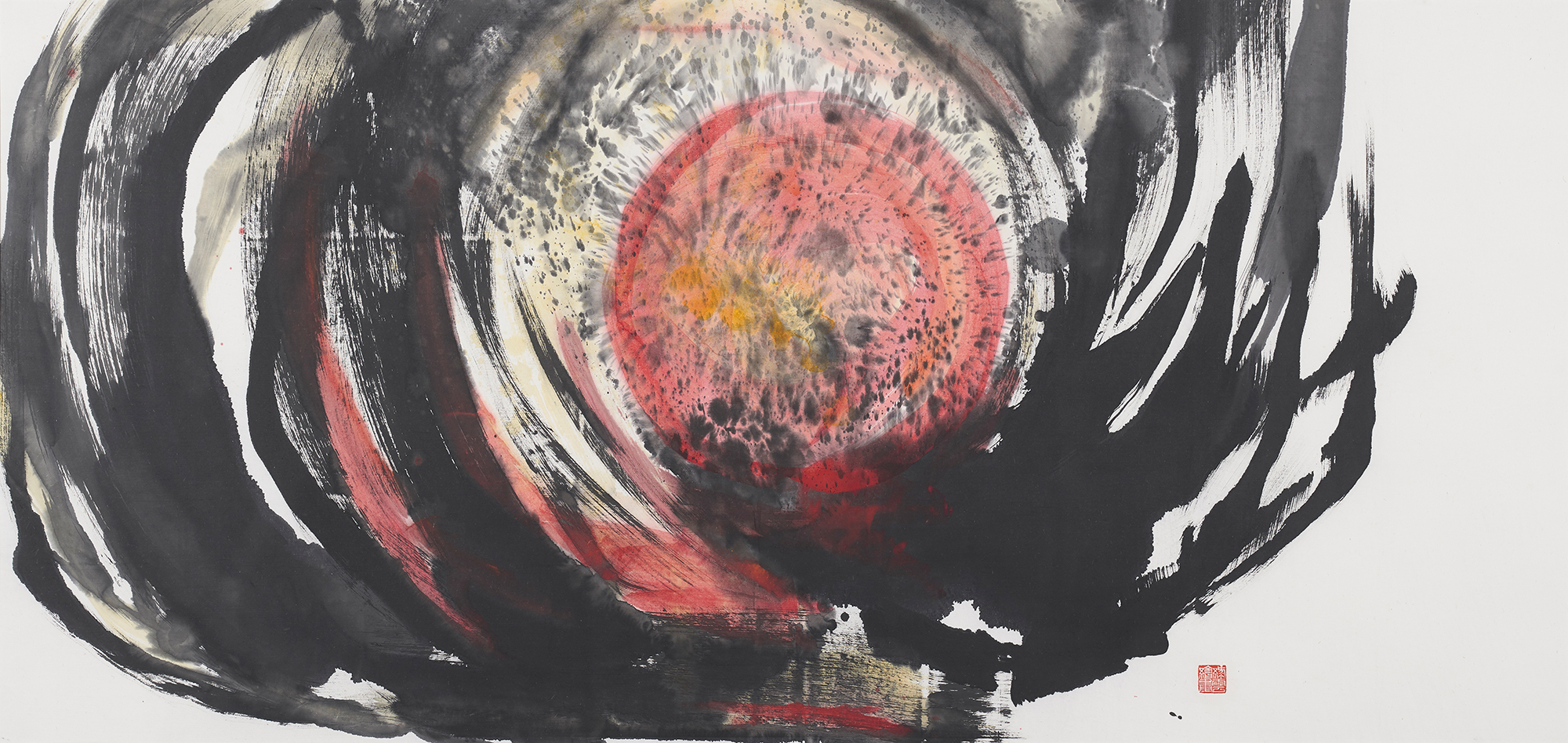Irene Chou, Impact II, 1977, Ink and colour on paper, Gift of MK Lau Foundation Ltd, 2018, © Catherine Yang, Courtesy M+ Museum