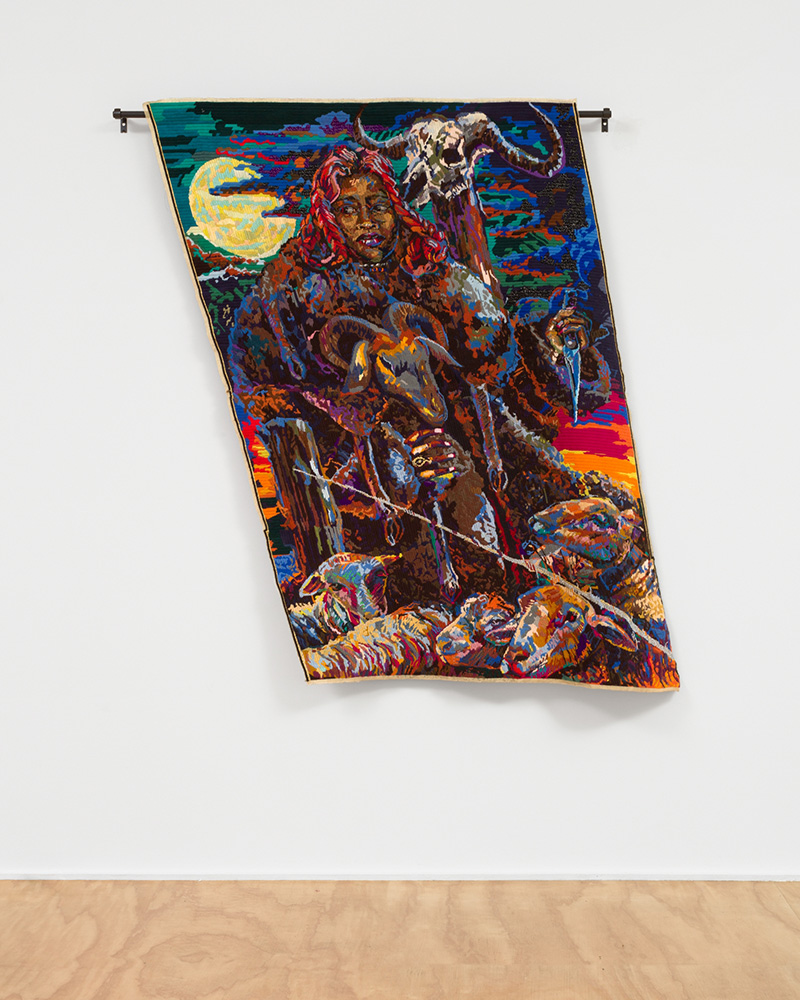Athi-Patra Ruga, Act One: Scene 4… the Mantel of Sacrifice, 2021, Wool and thread on tapestry canvas, 180.5 x 185.5 cm / 71 x 73 in, © Athi-Patra Ruga, Cportesy the artist and Galerie Eva Presenhuber