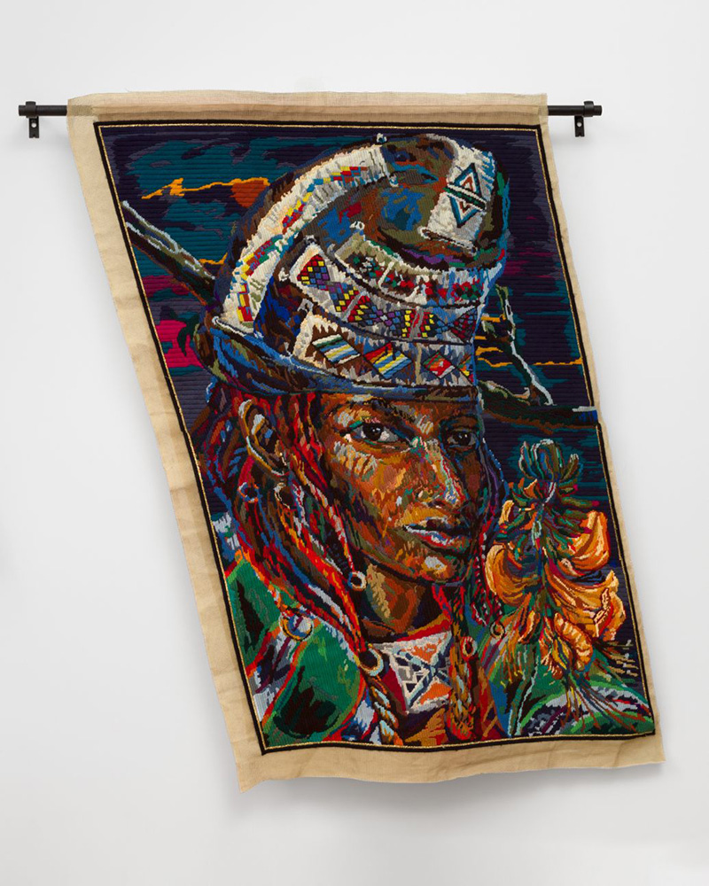 Athi-Patra Ruga, Act One: Scene 1, Mother’s Wife, 2021, Wool and thread on tapestry canvas, 139.5 x 122 cm / 55 x 48 in, © Athi-Patra Ruga, Cportesy the artist and Galerie Eva Presenhuber