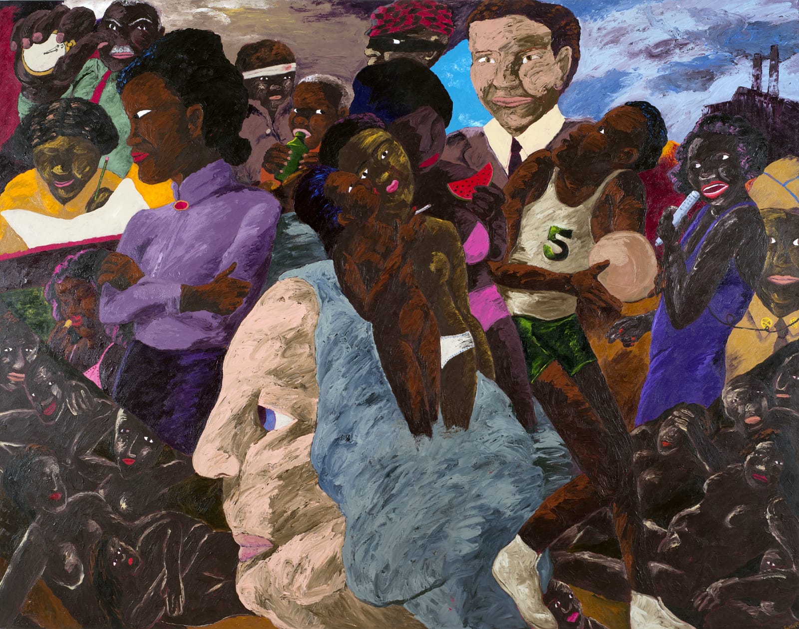 Robert Colescott , Knowledge of the Past is the Key to the Future: The Other Washingtons, 1987, Acrylic on canvas, 84 x 60 inches. © 2019 Estate of Robert Colescott / Artists Rights Society (ARS), New York. Rose Art Museum, Brandeis University, Gift of Senator and Mrs. William Bradley, 1981.25. L2019.104.63