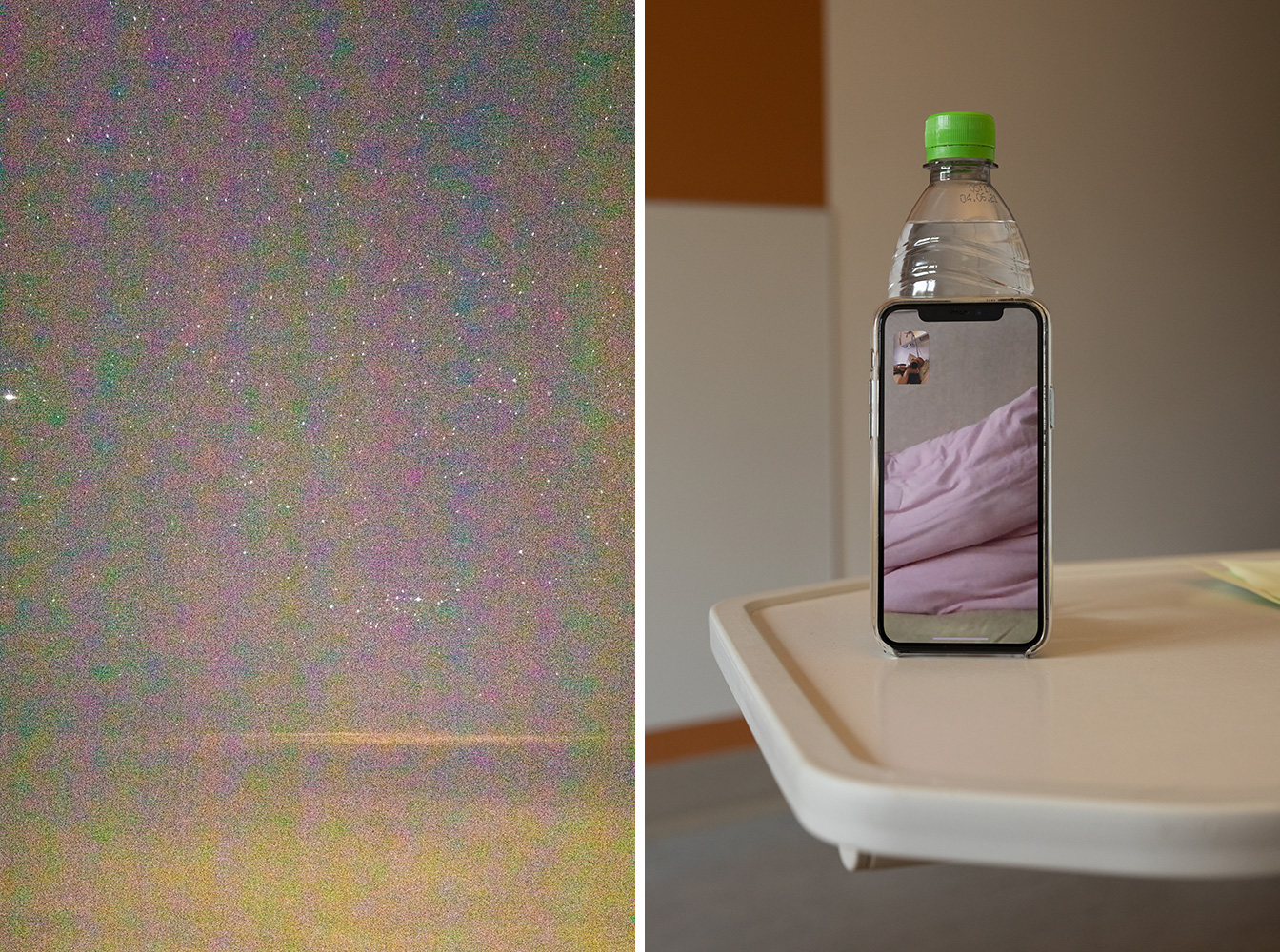 Left: Wolfgang Tillmans ,crossing the international date line, 2020, Courtesy of Galerie Buchholz, Maureen Paley-London, David Zwirner-New York Right: Wolfgang Tillmans, Lüneburg (self), 2020, Courtesy of Galerie Buchholz, Maureen Paley-London, David Zwirner-New York