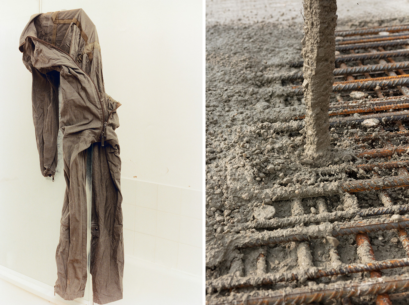 Left: Wolfgang Tillmans, suit, 1997, Courtesy of Galerie Buchholz, Maureen Paley-London, David Zwirner-New York Right: Wolfgang Tillmans, Concrete Column III, 2021, Courtesy of Galerie Buchholz, Maureen Paley-London, David Zwirner-New York
