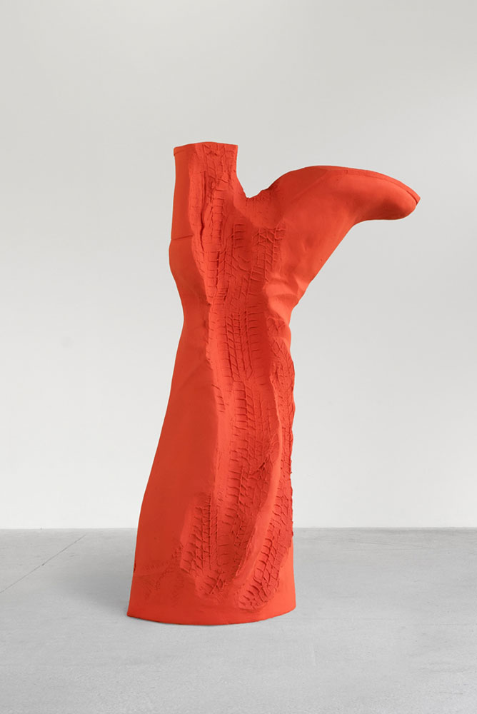 Erwin Wurm, Untitled (Boot), 2016, Bronze and paint, 73.62 x 27.56 x 51.18 inches, 187 x 70 x 130 cm, © Erwin Wurm, Courtesy the artist and Lehmann Maupin Gallery