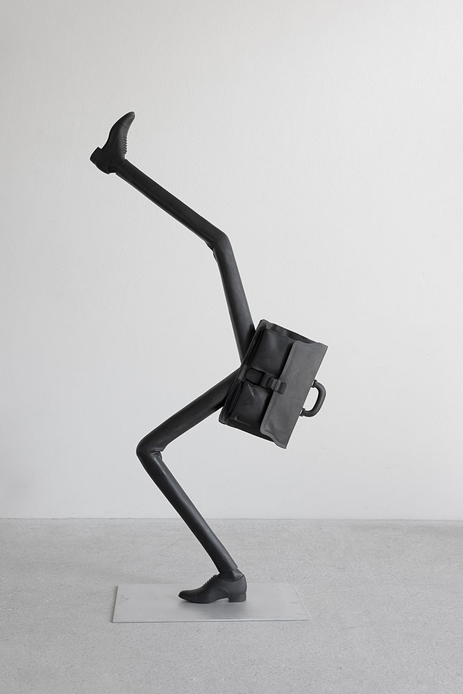 Erwin Wurm, Director's dance (Taschenskulpturen), 2021, Bronze, 83.86 x 10.24 x 43.31 inches, 213 x 26 x 110 cm, © Erwin Wurm, Courtesy the artist and Lehmann Maupin Gallery