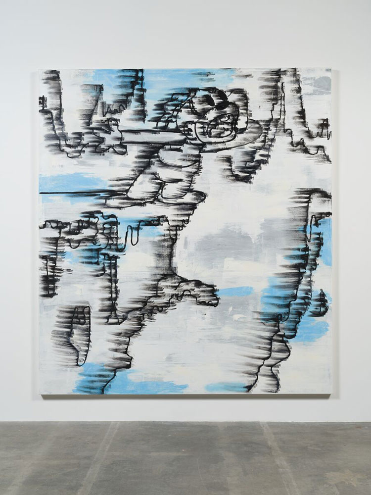Gary Simmons, From the Mountain Tops, 2021, Oil and cold wax on canvas, 304.8 x 274.3 cm / 120 x 108 in, © Gary Simmons, Courtesy the artist and Hauser & Wirth, Photo: Jeff McLane