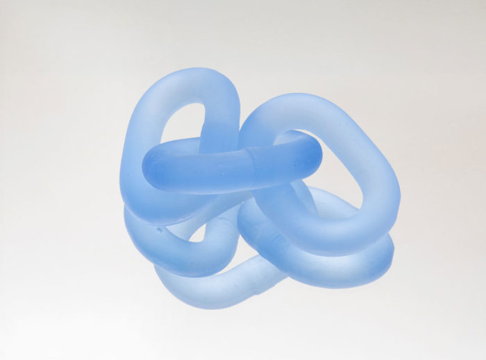Monica Bonvicini, Come On Home / blue, 2021, Murano glass, mirror, ash wood, 12,6 x 55 x 50 cm, © Monica Bonvicini, Courtesy the artist and Galleria Raffaella Cortese, Photo: Anna Lott Donadel