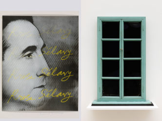 Left: Marcel Duchamp, Rrose Sélavy in Wilson-Lincoln System, 1967, Art Collection Alychlo / Marc Coucke, Belgium, © Association Marcel Duchamp / VG Bild-Kunst, Bonn 2022, photo: Axel Schneider Right: Marcel Duchamp, Fresh Widow, 1920/1964, Galleria Nazionale d'Arte Moderna e Contemporanea, Roma. Donazione di Arturo Schwarz, © Association Marcel Duchamp / VG Bild-Kunst, Bonn 2022, photo: Axel Schneider