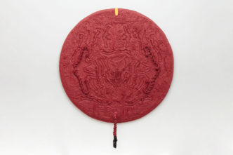 David-Jeremiah, I Drive Thee, 2022, Manila rope, spray paint and oil-based enamel on wood panel 72 x 60 x 6 in / 182.8 x 152.4 x 15.2 cm, © David-Jeremiah\, Courtesy the artist and Meliksetian | Briggs Gallery