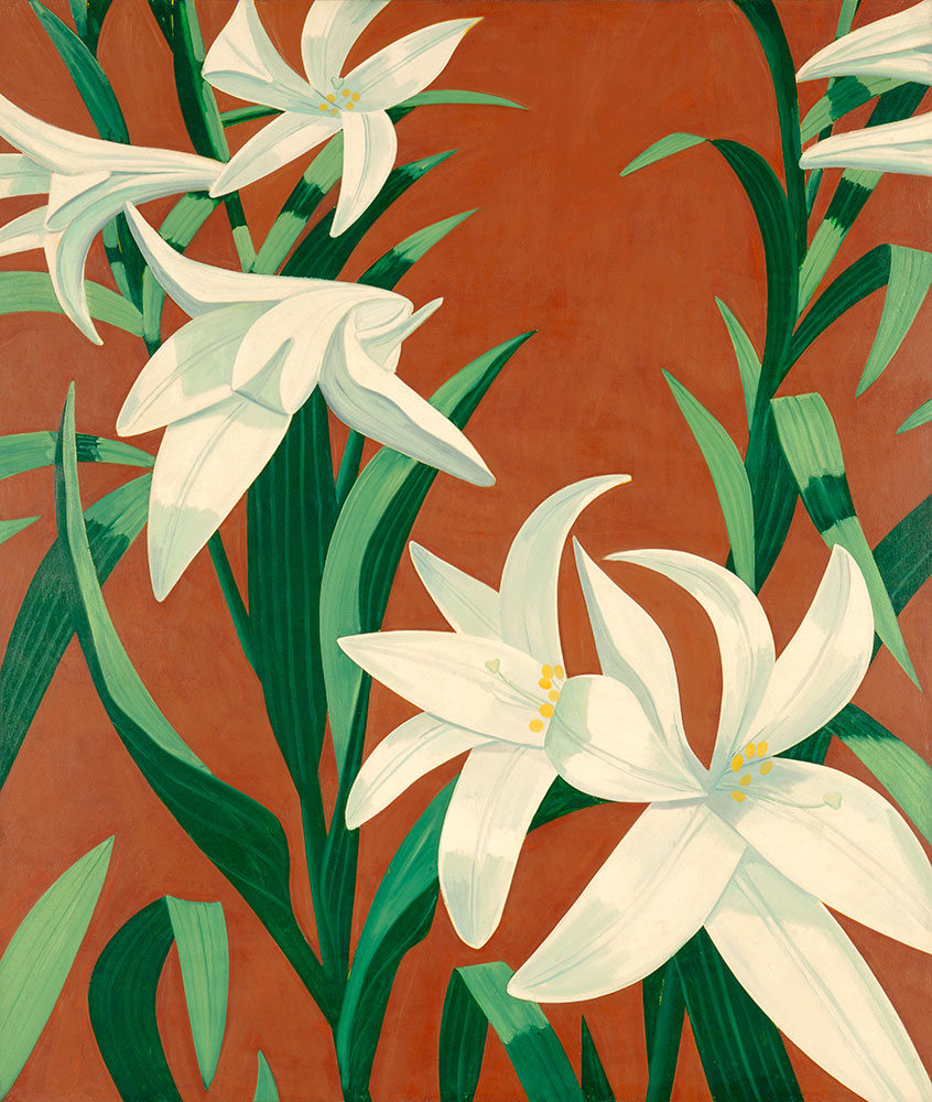 Alex Katz, White Lilies, 1966, Oil on canvas. 236 × 202 cm Milwaukee Art Museum, Gift of Jane Bradley Pettit, © 2022 Alex Katz / Artists Rights Society (ARS), Nueva York