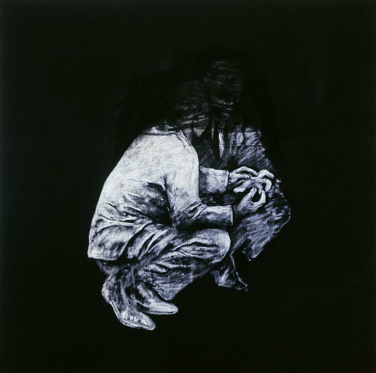 Juan Muñoz, Boston Knee, 1995–1996, Oilstick on dyed cotton, 100 x 95 cm, Private collection