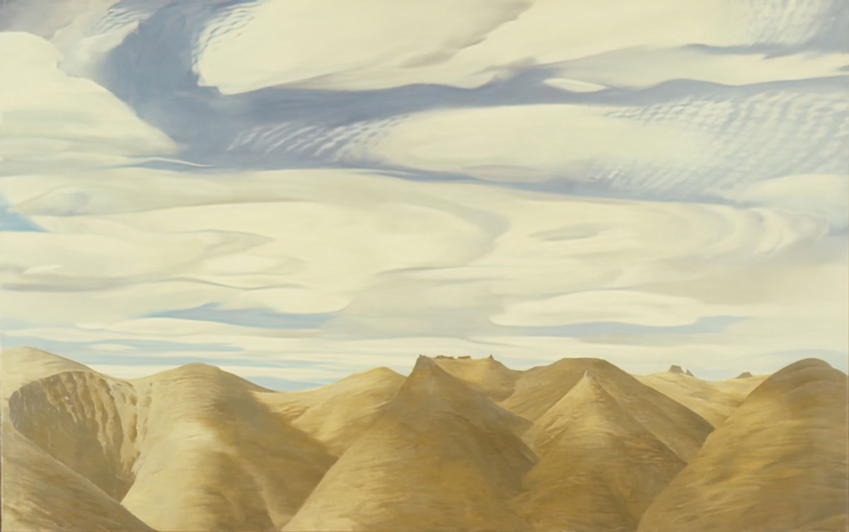 Bill Sutton, Te tihi o Kahukura no. 5 (The citadel of the rainbow god), 1977 oil on canvas, Collection of the Govett-Brewster Art Gallery, Ngāmotu New Plymouth