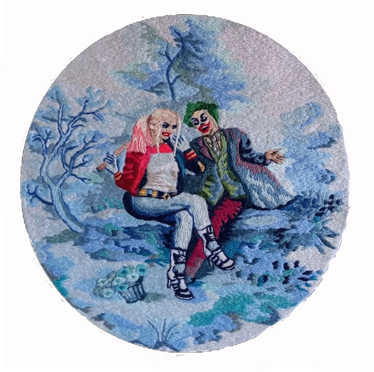 Ifigeneia Sdoukou, I Love to Hate You, 2022, Diameter 24 cm, Embroidery by hand