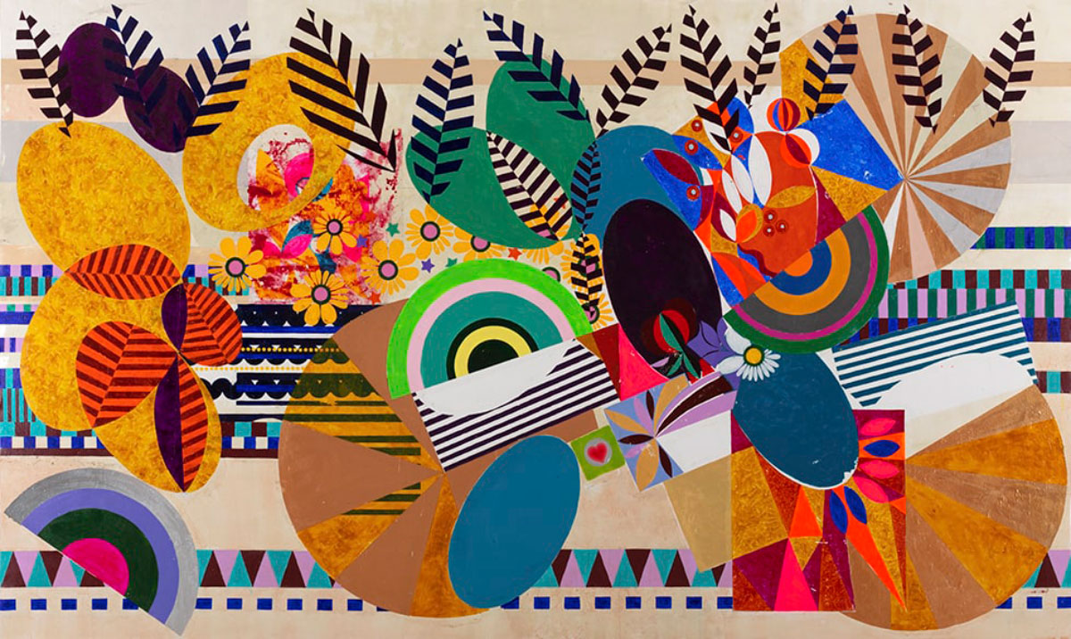 Beatriz Milhazes, Benguelé, 2020, Acrylic on canvas, 240 x 400 cm, Photo: Pepe Schettino, © Beatriz Milhazes, Courtesy the artist and Pace Gallery