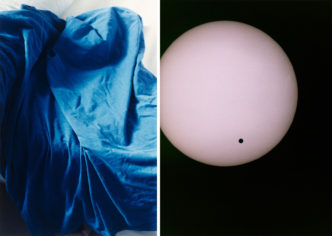 Photo Left: Wolfgang Tillmans, Faltenwurf (skylight) (2009). Image courtesy of the artist, David Zwirner, New York / Hong Kong, Galerie Buchholz, Berlin / Cologne, Maureen Paley, London. Right: Wolfgang Tillmans, Venus transit (2004). Image courtesy of the artist, David Zwirner, New York / Hong Kong, Galerie Buchholz, Berlin / Cologne, Maureen Paley, London