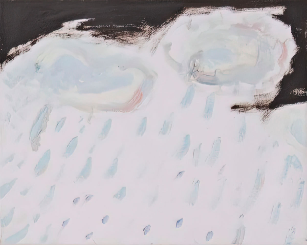 Sébastien Bonin, Tempête (la pluie), 2022 oil on canvas, 24 x 30 cm (9.45 x 11.81 in), © Sébastien Bonin, Courtesy the artist and Michel Rein Gallery