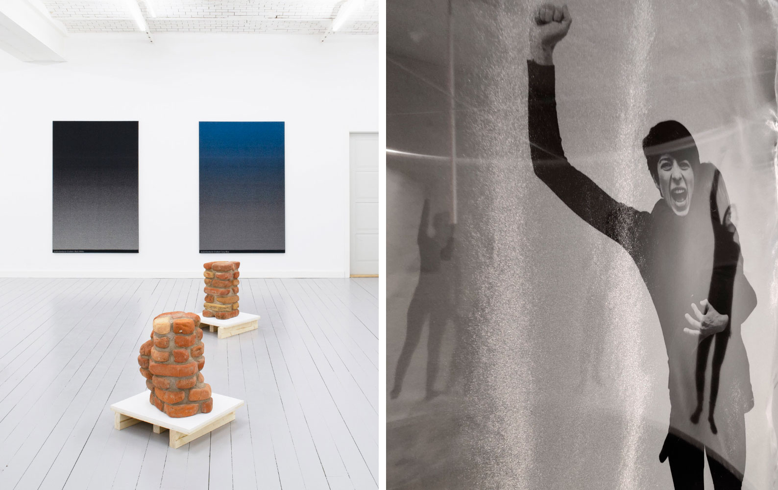 Left: Joakim Sandqvist, Lost at sea (Västra hamnen, Malmö), 2018, © Joakim Sandqvist Courtesy the artist and Malmö Konsthall Right: Samaneh Roghani, Perpetual Ultimatum, 2022, © Samaneh Roghani, Courtesy the artist and Malmö Konsthall