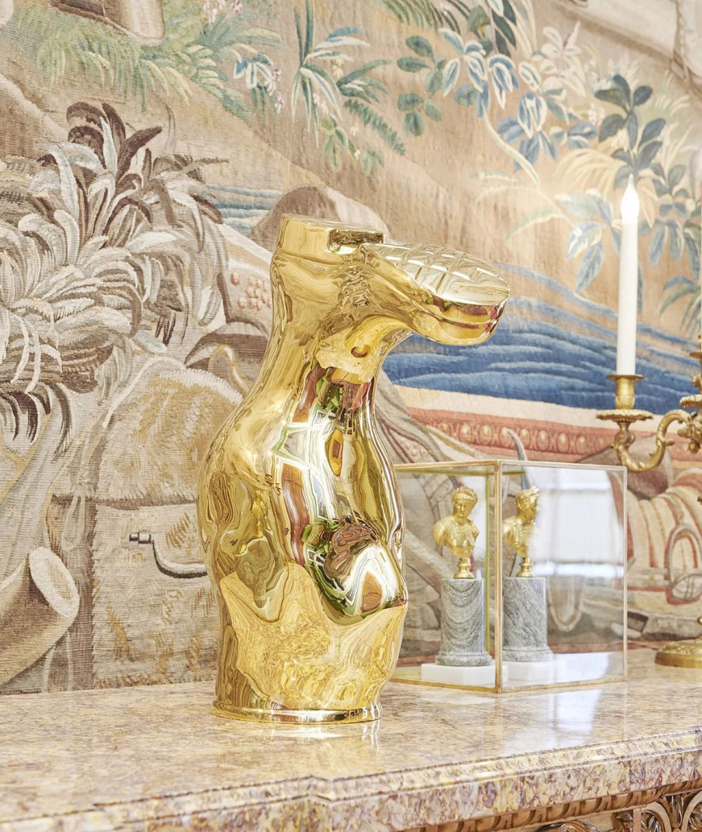 Maurizio Cattelan, Untitled, <p>2019, 24-karat gold-plated bronze, 49 × 40.5 × 18 cm, Photograph by Tom Lindboe, Courtesy the artist
