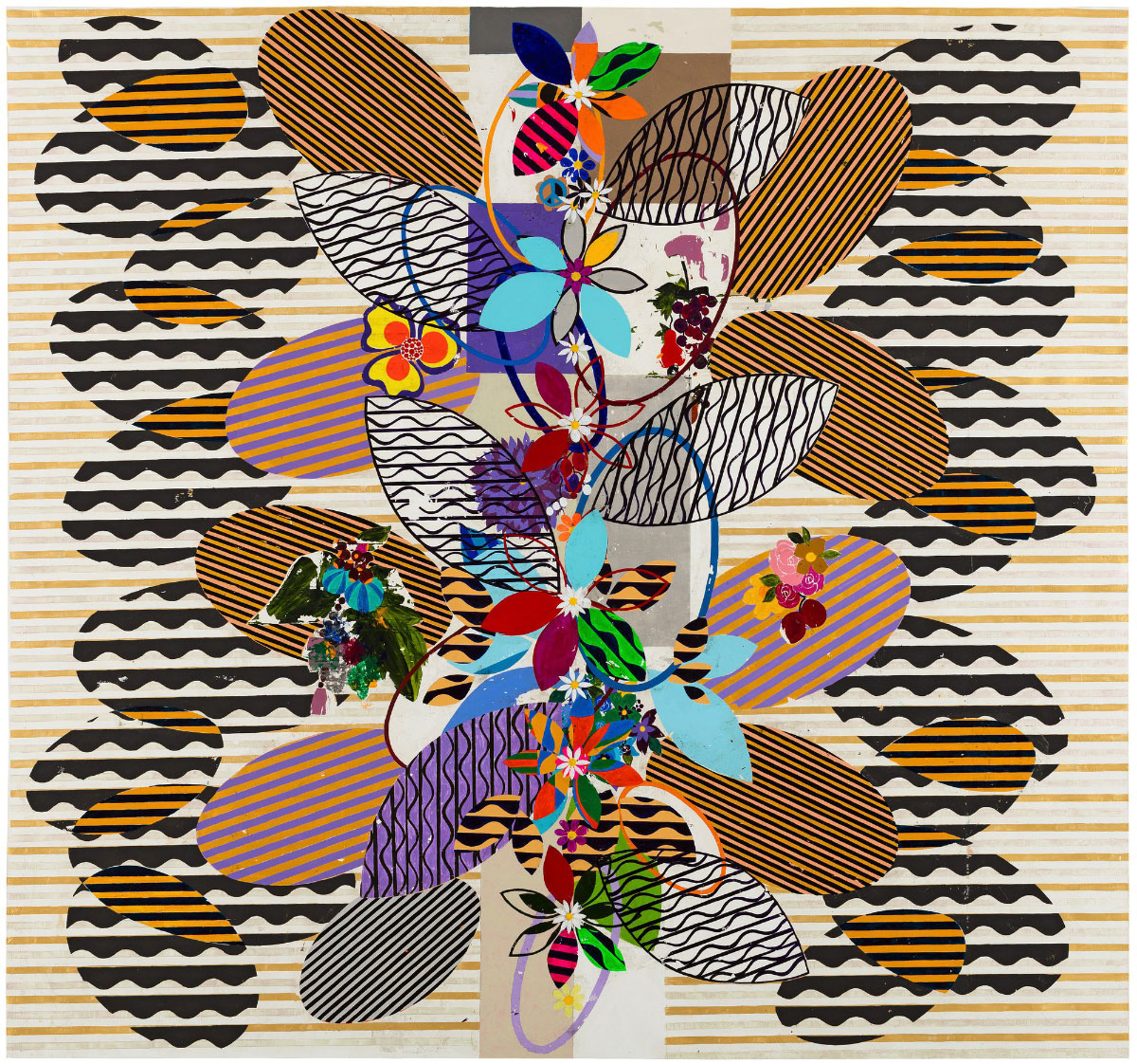 Beatriz Milhazes, Banho de rio, 2017, Acrylic on canvas, 110¼ x 118 1/8 in., Photo Manuel Águas & Pepe Schettino, © Tate, London, 2019, © Beatriz Milhazes, Courtesy the artist
