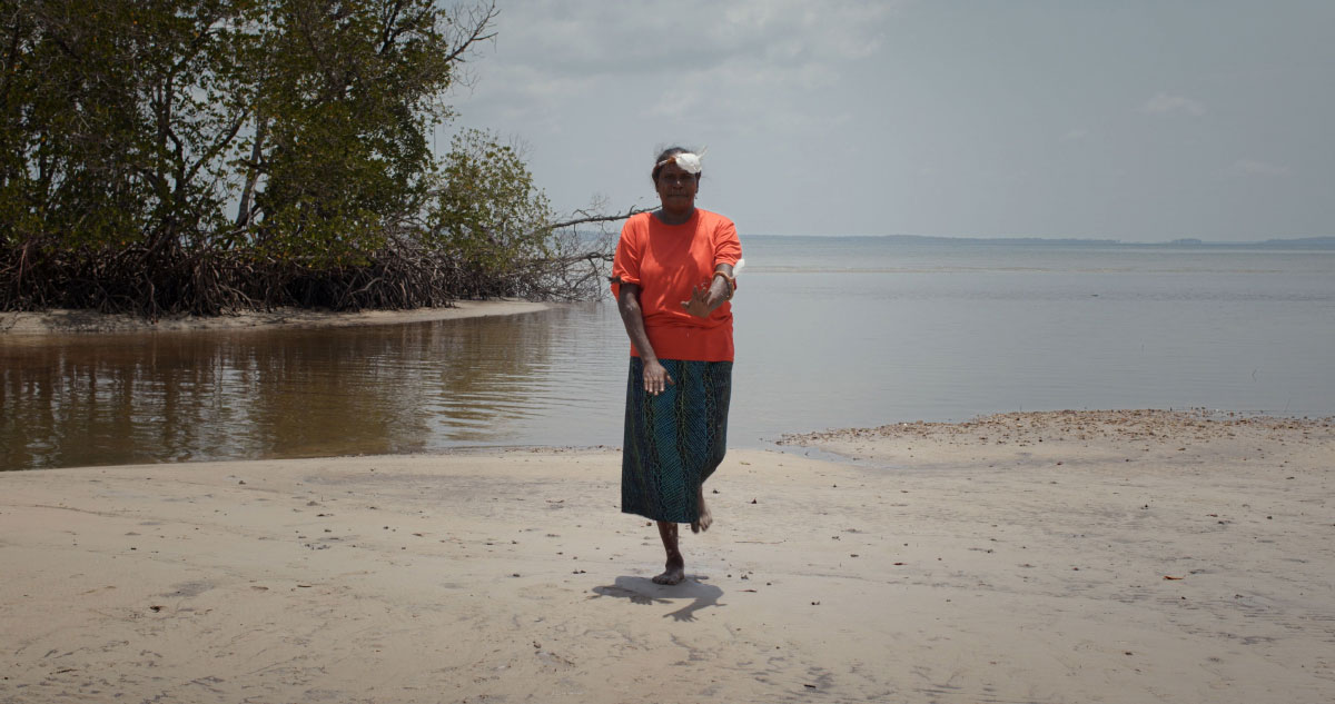Jilamara Arts & Crafts Association, YOYI (dance), 2020, 4-channel video installation (detail). Collaborative artist-led film production by Jilamara Arts & Crafts Association, Milikapiti, Melville Island, Tiwi