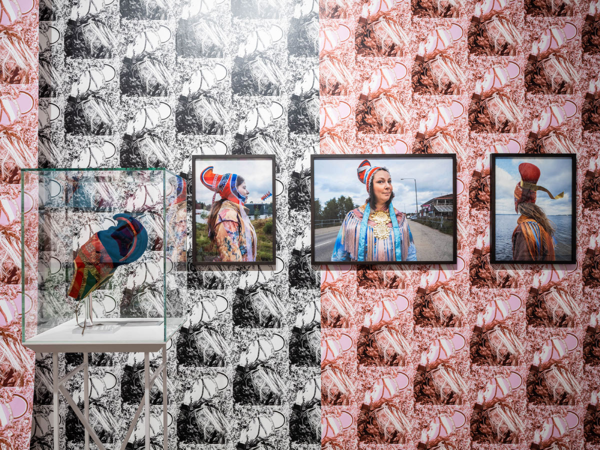 Outi Pieski, Rematriation of a Ládjogahpir – Return to Máttaráhkká, Installation view, Bonniers Konsthall, Stockholm, 2022, © Outi Pieski, photo: Jean-Baptiste Béranger