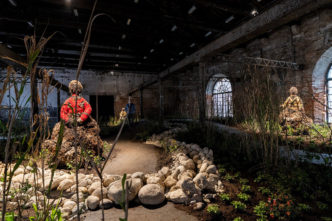 Precious Okoyomon installation view of To See The Earth Before the End of the World, 2022, at the 59th International Art Exhibition – La Biennale di Venezia, “The Milk of Dreams, 2022. Photo by Roberto Marossi. Courtesy of La Biennale di Venezia