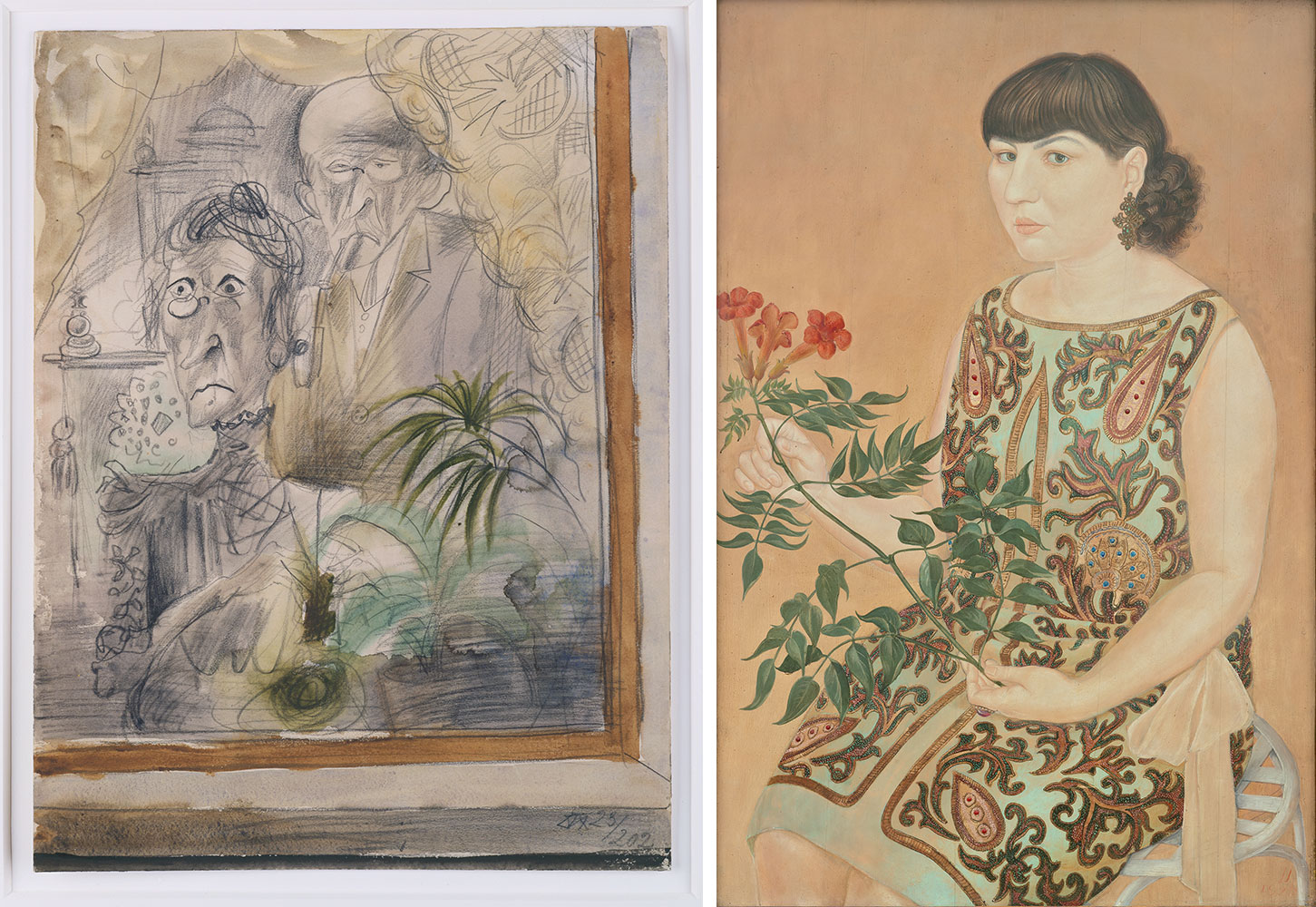 Left: Otto Dix, The Window, 1923, Museum Ludwig, Cologne, © VG Bild-Kunst, Bonn 2022, Reproduction: Rheinisches Bildarchiv KölnRight: Otto Dix, Martha Dix, 1926, Museum Ludwig, Cologne, © VG Bild-Kunst, Bonn 2022, Reproduction: Rheinisches Bildarchiv Köln/Britta Schlier
