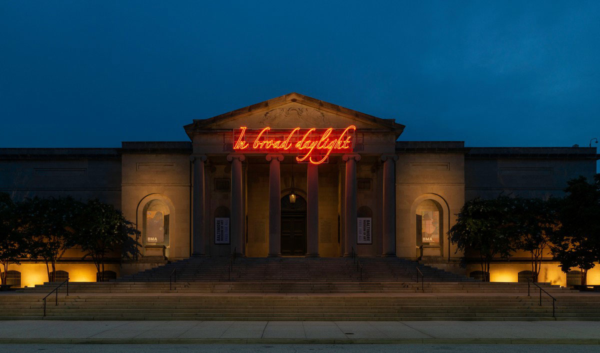 Tavares Strachan, In Broad Daylight, 2018, Neon, 122 × 460 1/2 × 1/2 in. (309.9 × 1169.7 × 1.3 cm), Courtesy of the artist and Marian Goodman Gallery, © Tavares Strachan