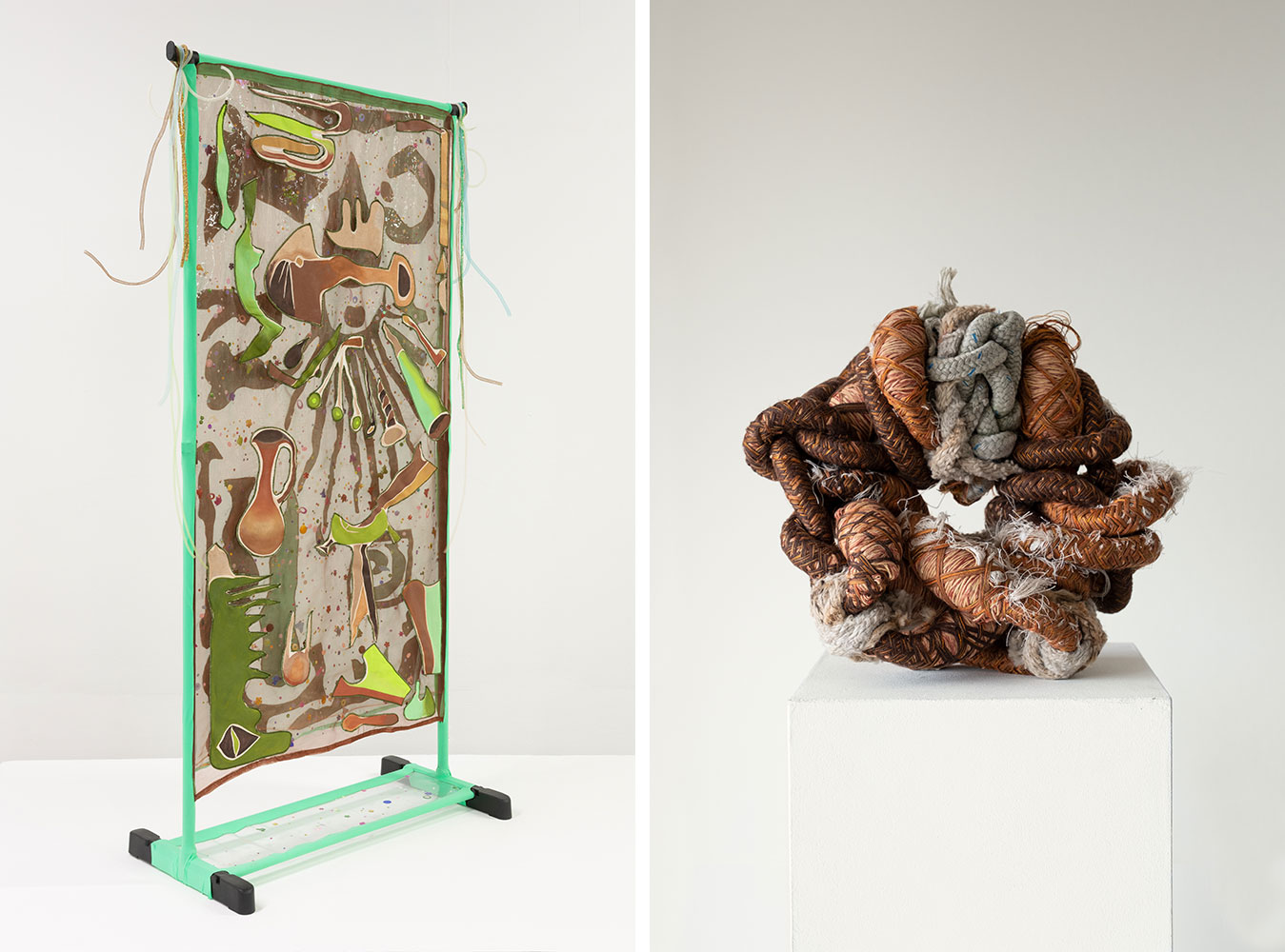 Left: Ana Navas, Fishbowl, 2019. Courtesy of the artist, tegenboschvanvreden, Amsterdam, and Sperling, Munich. Photo: Diego Torres for Instituto Cultural de LeónRight: Yinka Buutfeld, AGBARA, 2021. Courtesy of the artist. Photo: Yinka Buutfeld