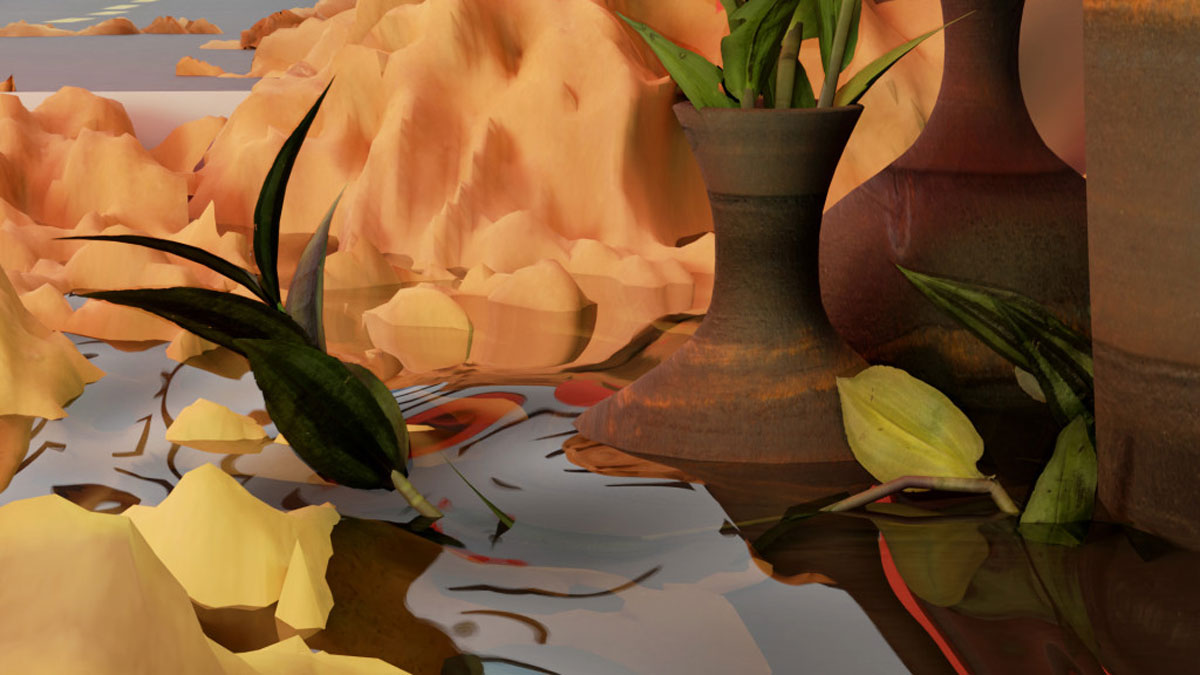 Sondi, (detail) 'Home 404', 2022. Three-channel video installation with 3D animation and ceramics. Courtesy of the artist.