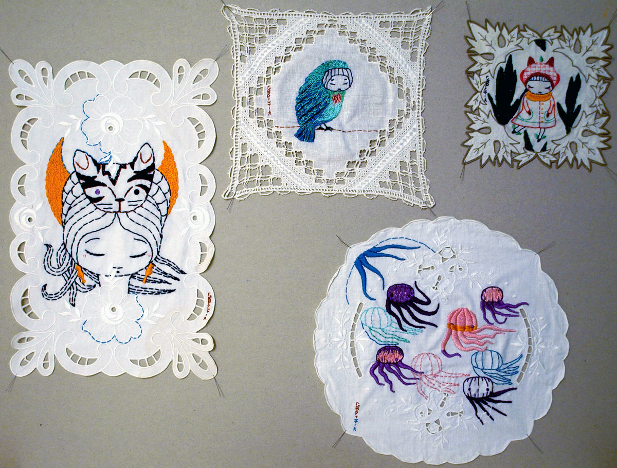 Grigoria Vryttia, Specimens, 2022, Embroidery on traditional towels, Dimensions Variable, © & Courtesy the artist