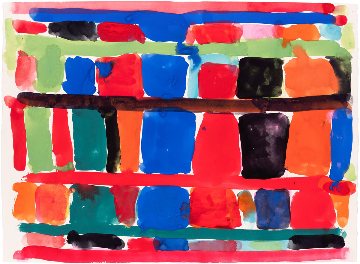 Stanley Whitney, Untitled, 2018, Gouache on paper, 22 × 30 inches (55.9 × 76.2 cm), © Stanley Whitney, Courtesy the artist and Gagosian