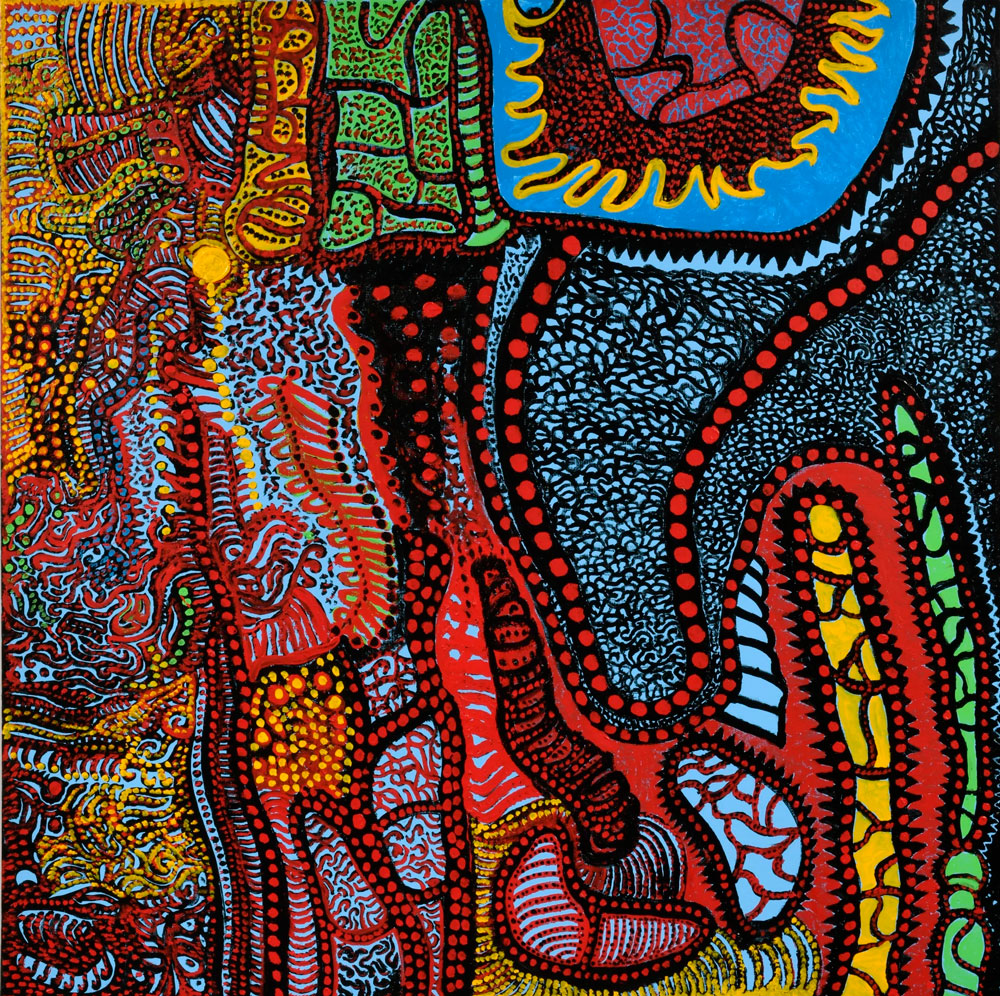 We Who Are Captivated by the Utmost Beauty of Everything We Know and Shed Tears as We Were Monstrously Touched by the Mystery of the Beauty, 2019. Acrylic on canvas. Collection of the artist. © YAYOI KUSAMA. Courtesy of Ota Fine Arts, Victoria Miro, and David Zwirner