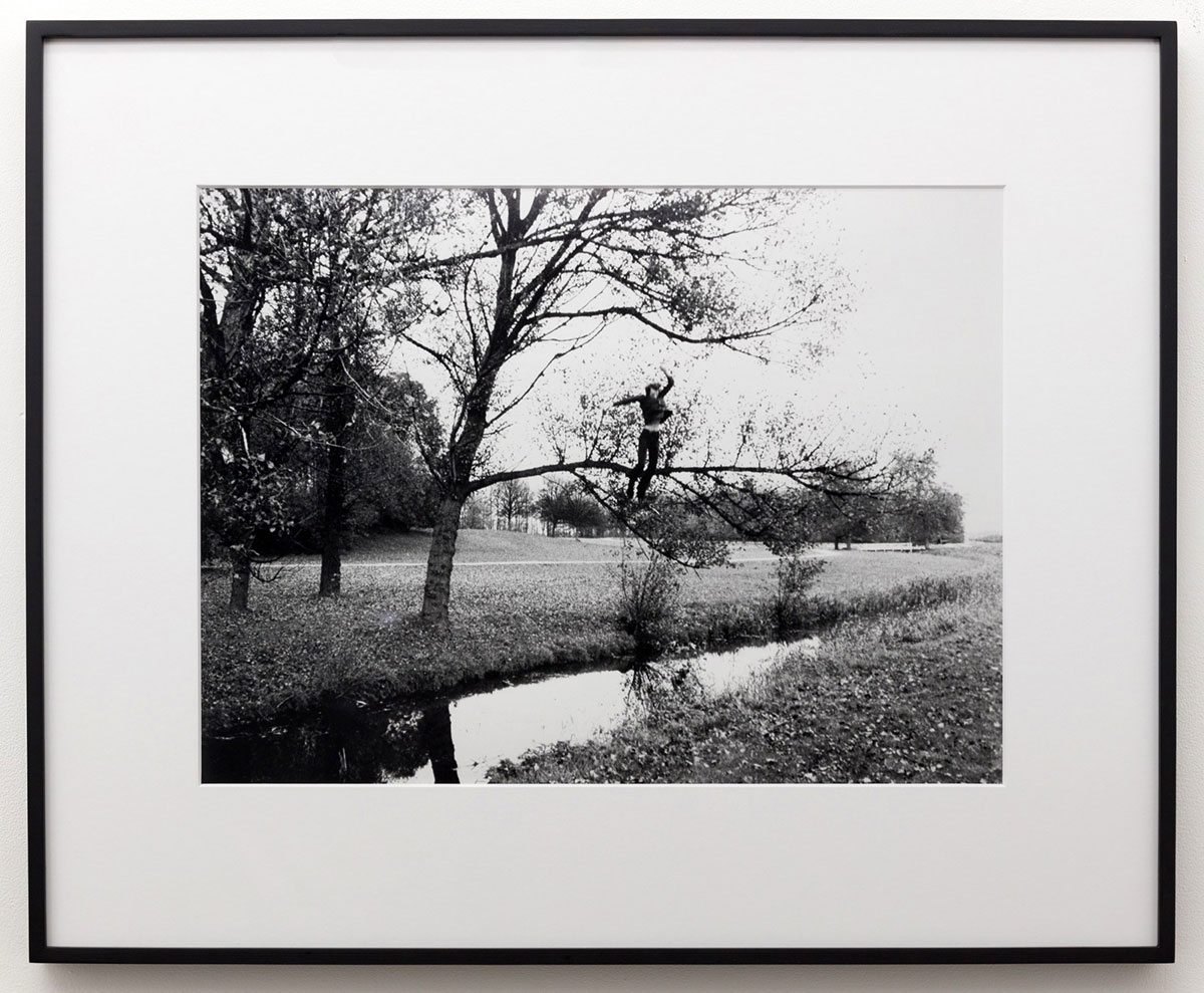 Bas Jan Ader, Broken fall (organic), Amsterdamse Bos, Holland, 1971/94, Silver gelatin print, 18 x 25 in / 45.7 x 63.5 cm image size, 29 ½ x 36 x 1 ½ in / 74.9 x 91.4 x 3.8 cm framed dimensions, Framed: 29 ½ x 36 x 1 ½ in / 74.9 x 91.4 x 3.8 cm (framed), Edition of 3, © The Estate of Bas Jan Ader / Mary Sue Ader Andersen, 2023 / The Artists Rights Society (ARS), New York. Photo Credit: Todora Photography LLC and Evan Bedford, Courtesy Meliksetian Briggs Gallery