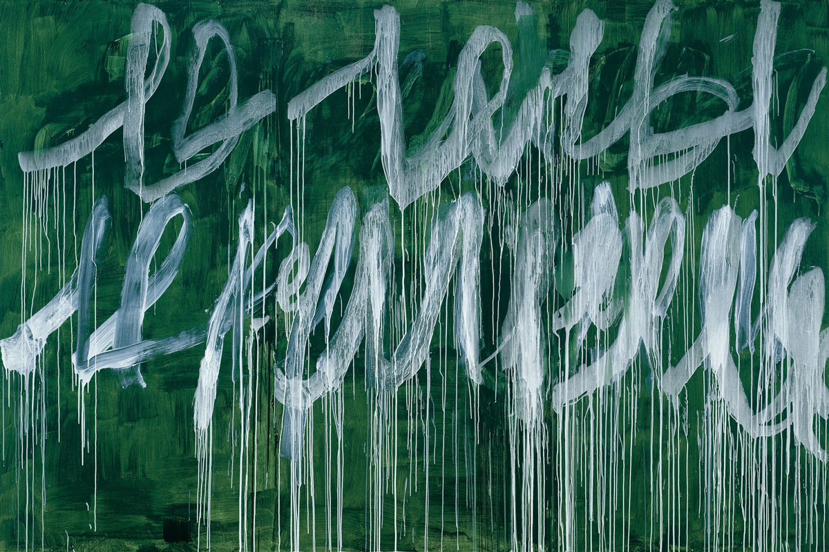 Cy Twombly, Note III, 2005–07 Acrylic on wood panel, 96 × 144 inches (243.8 × 365.8 cm)© Cy Twombly Foundation