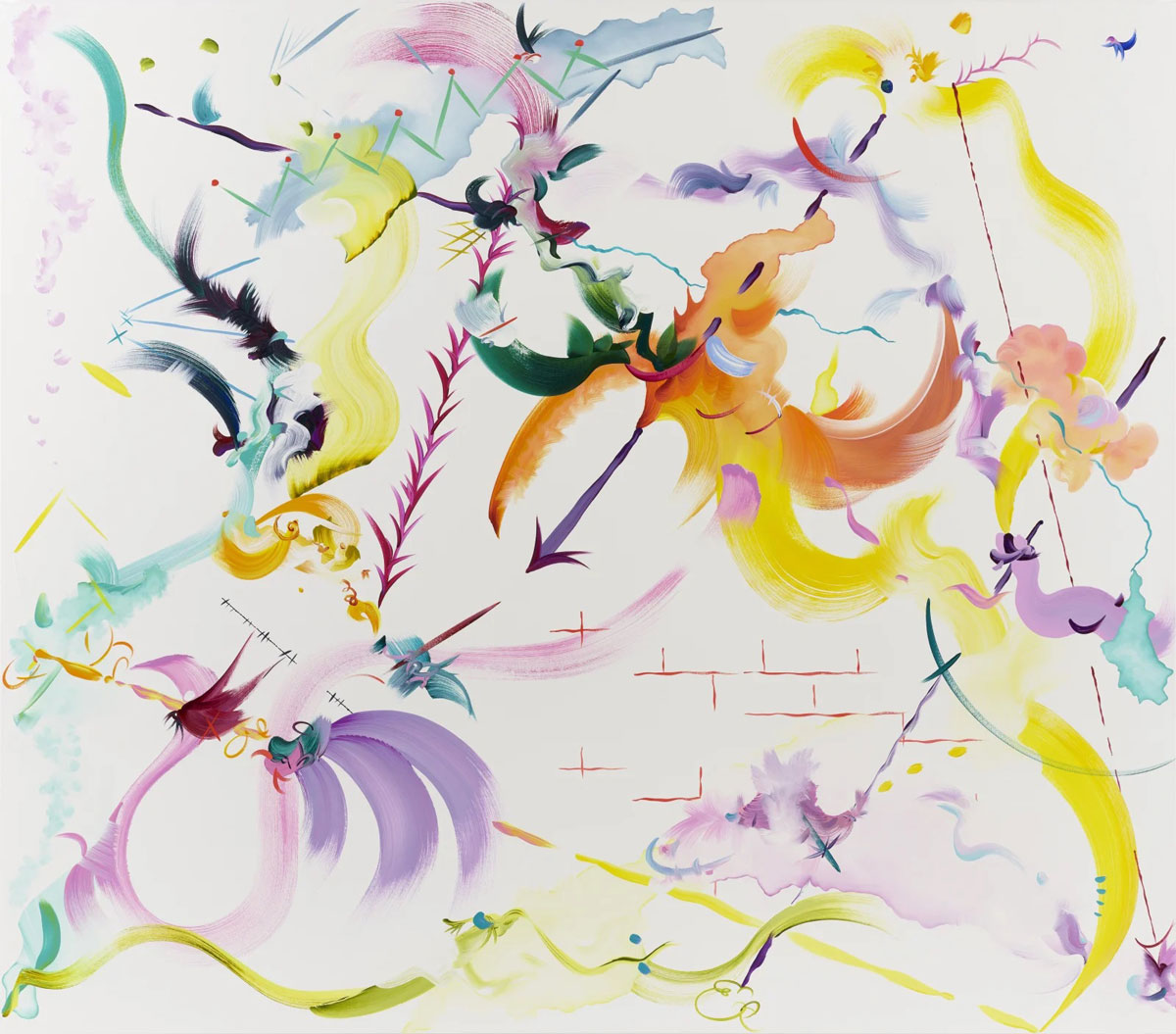 Fiona Rae, Abstract 11, 2019, Oil and acrylic on canvas, 213.4 x 243.8 cm, (84 x 96 in), © Fiona Rae, Courtesy the artist and Galerie Nathalie Obadia