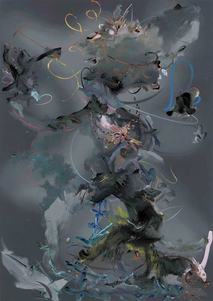 Fiona Rae, Figure 2d, 2016, Oil on canvas, 182,9 x 129,5 cm (72 1/64 x 51 in), © Fiona Rae, Courtesy the artist and Galerie Nathalie Obadia