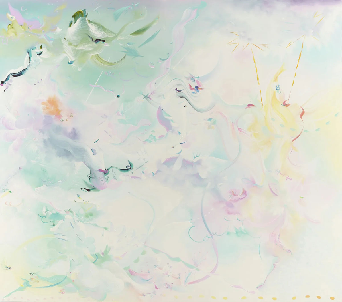 Fiona Rae, Such stuff as dreams are made on, 2019, Oil on canvas, 213,4 x 243,8 cm (84 x 96 in), © Fiona Rae, Courtesy the artist and Galerie Nathalie Obadia