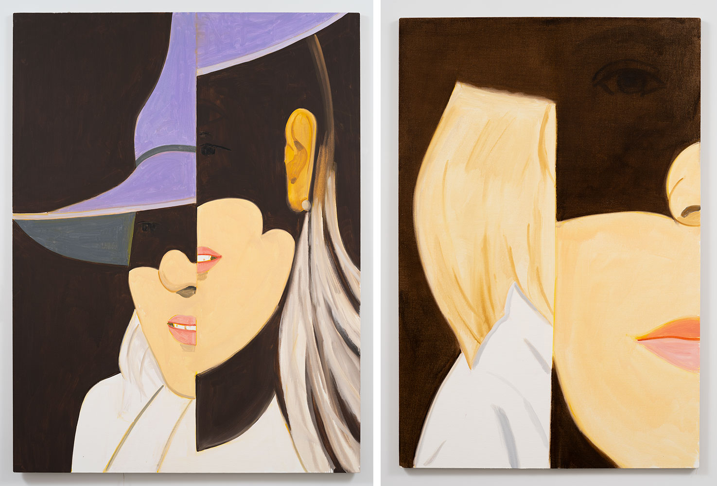 Left: Alex Katz , Sunrise 12, 2021, Oil on linen, 96 x 72 inches (243.8 x 182.9 cm), © Alex Katz / VAGA at Artists Rights Society (ARS), NY Courtesy of the artist and Gladstone GalleryRight: Alex Katz, Sunrise 7, 2021, Oil on linen, 72 x 48 inches (182.9 x 121.9 cm), © Alex Katz / VAGA at Artists Rights Society (ARS), NY Courtesy of the artist and Gladstone Gallery