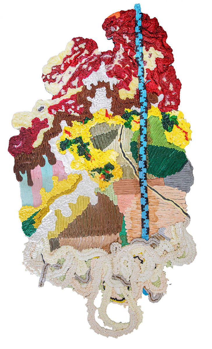 Troy Makaza, It began with an ice cream, 2023, Silicone infused with pigments, 198 x 110 cm, © Troy Makaza, Courtesy the artist and Galerie Poggi