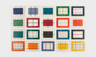 Donald Judd, Untitled, 1992–93/2020, Set of twenty woodcuts in cadmium red, cadmium yellow, cadmium orange, ultramarine blue, cerulean blue, cobalt blue, permanent green, viridian green, black, and alizarin crimson on handmade Korean paper, 23 5/8 × 31 1/2 inches (60 × 80 cm), Edition of 25, 2 Proofs, 5 AP, 5 PP, 4 Publisher’s Proofs, © Judd Foundation/Artists Rights Society (ARS), New York, Photo: Martin Wong, Courtesy Gagosian