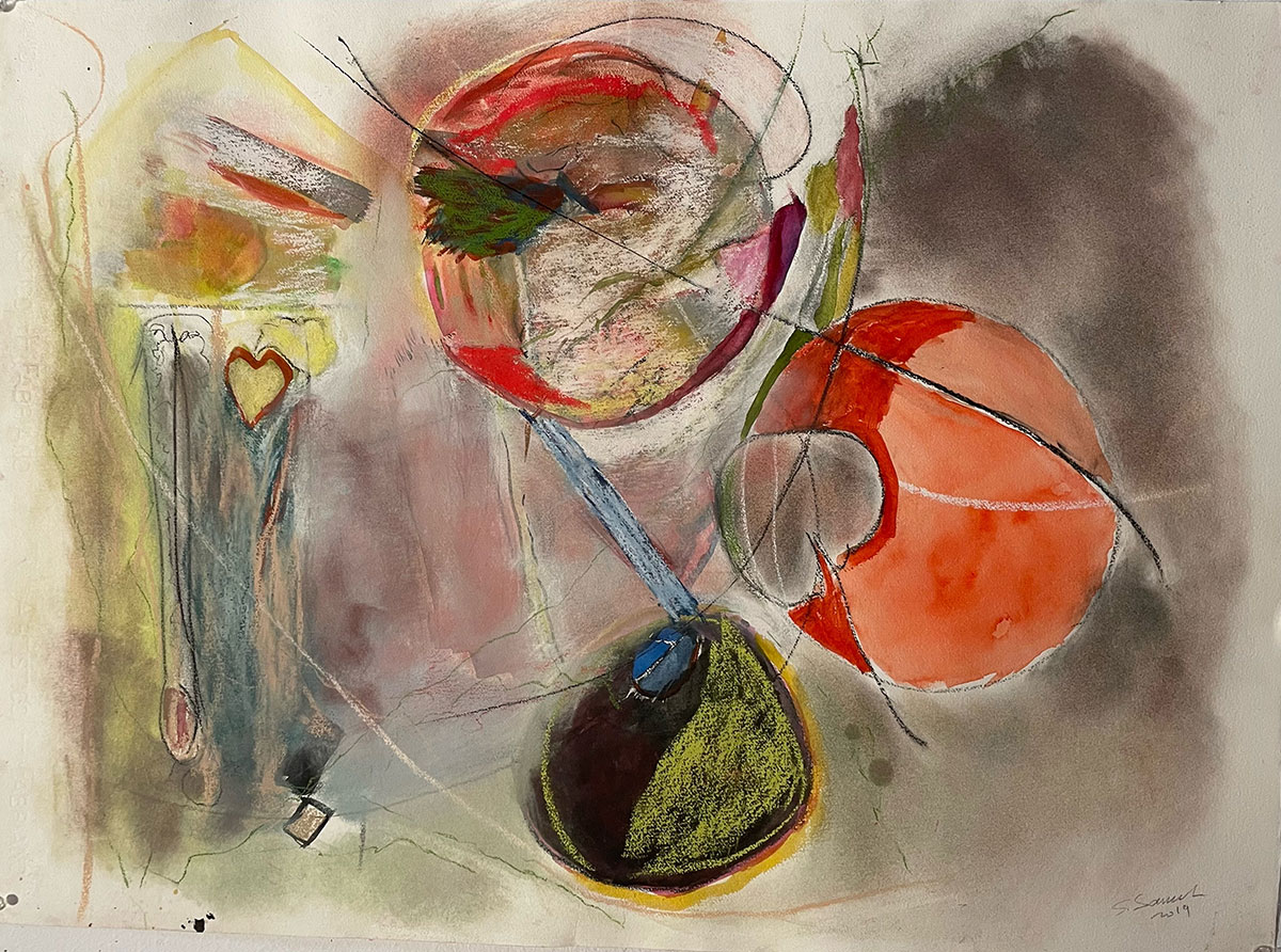 Sumayyah Samaha, A Universe, 2019, Mixed media on paper, 55.88 x 76.2 cm., 22 x 30 in., © Sumayyah Samaha, Courtesy the artist and Leila Heller Gallery