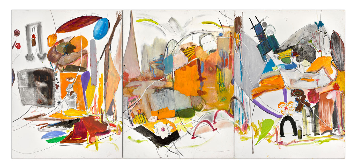 Sumayyah Samaha, My 3rd Voyage, 2022, Oil and mixed media on canvas, 121.92 x 274.32 cm., 48 x 108., © Sumayyah Samaha, Courtesy the artist and Leila Heller Gallery