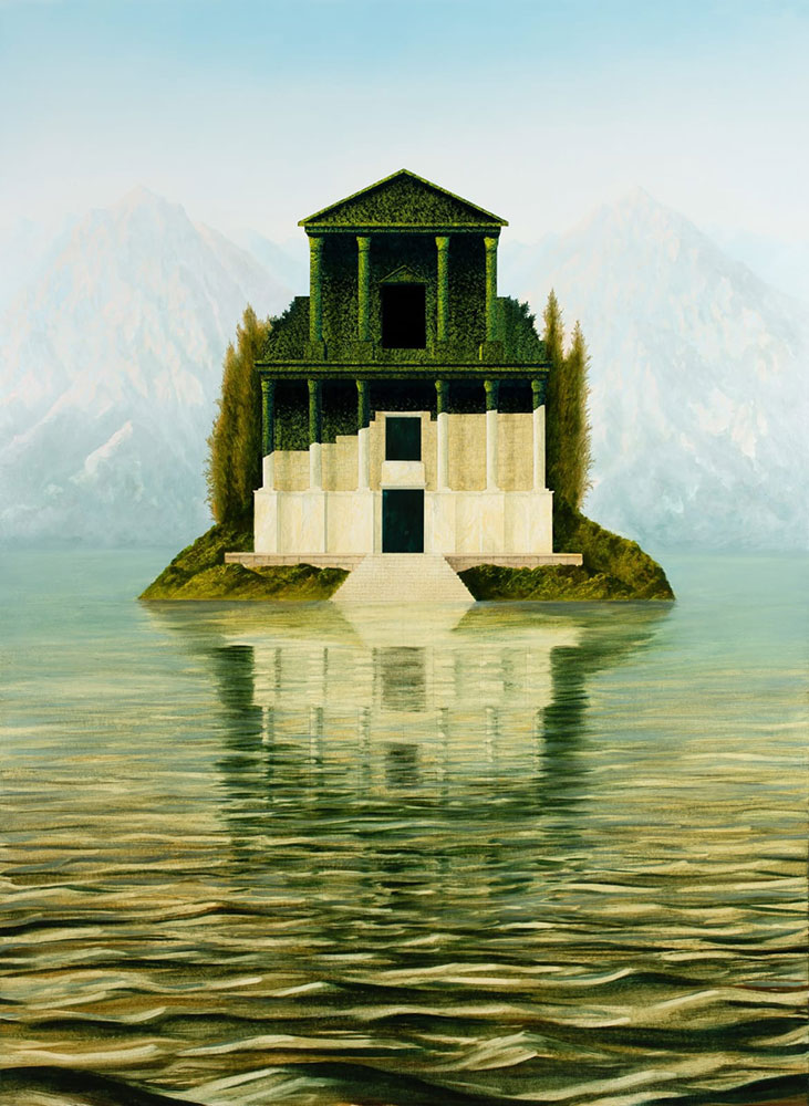 Sholto Blissett, Garden of Hubris XXIII, 2021, Oil on canvas on wood, 150 x 110 cm (59 x 43 in), © Sholto Blissett, courtesy the artist and Peres Projects