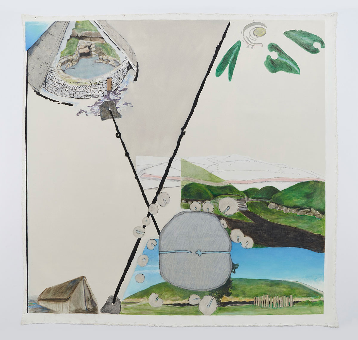 Jo Baer, Time-Line (Spheres, Angles and the Negative of the 2nd Derivative), 2012, Oil on canvas, © Jo Baer, Courtesy Irish Museum of Moder Art
