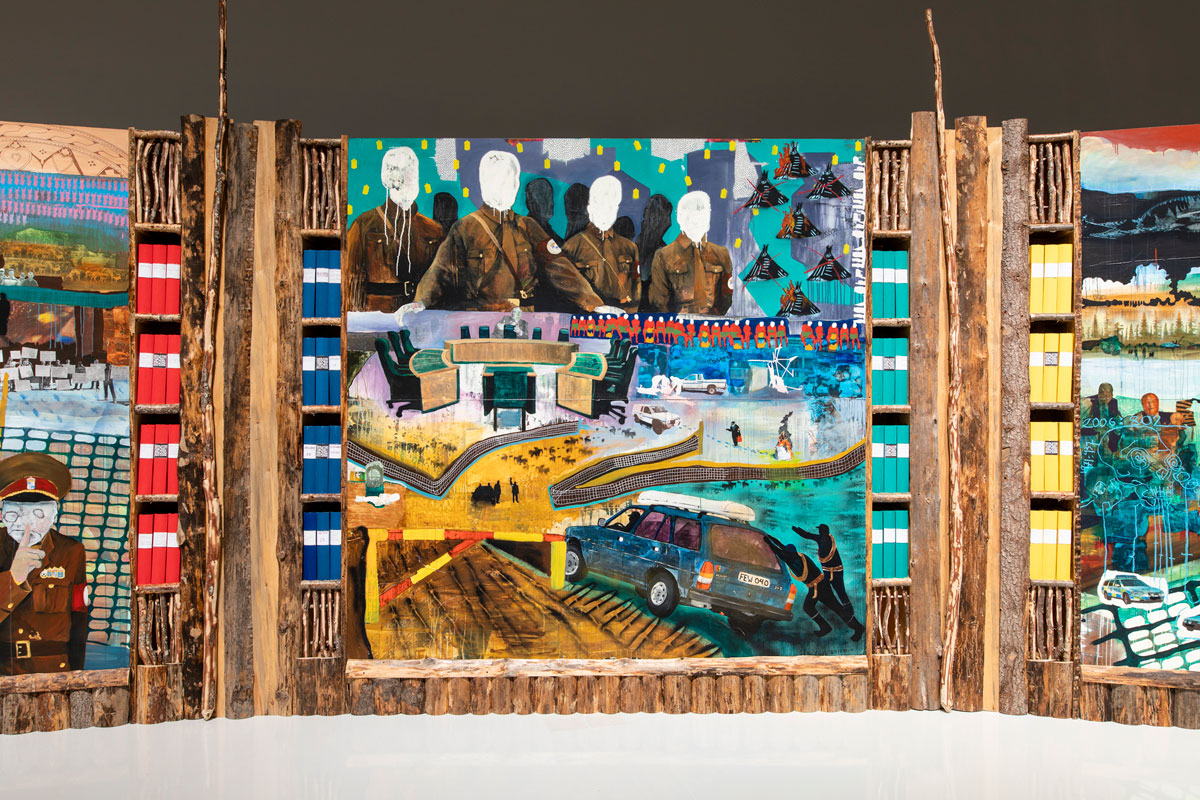 Anders Sunna, Installation view, Illegal Spirits of Sápmi, Chapter e, 2023 Photo: HeleneToresdotter/Moderna Museet ©Anders Sunna Bildupphovsrätt 2023