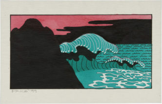 Ken Price, Winter Swell 1999, Acrylic and ink on paper, 5½ × 8½ inches; 14 × 22 cm, © Ken Price Estate, Courtesy Ken Price Estate and Matthew Marks Gallery