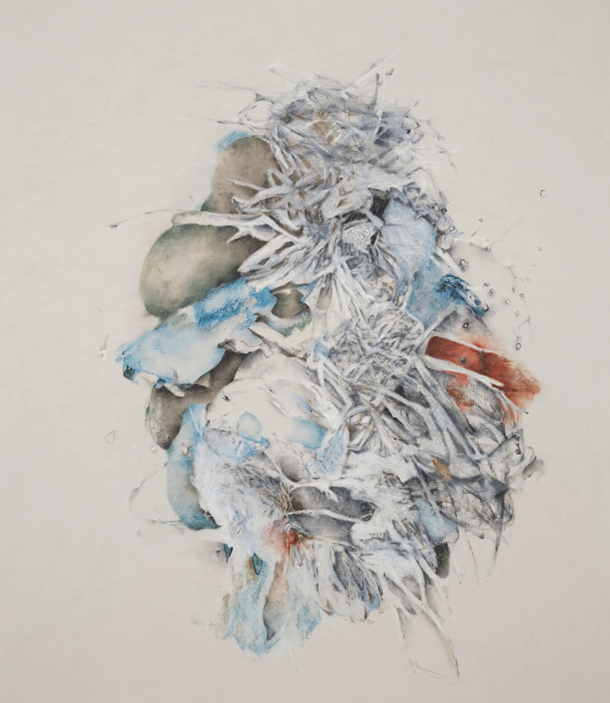 Christine Ay Tjoe, Blue Cryptobiosis #03, 2021, Oil on canvas, 230 x 200 cm | 90 9/16 x 78 ¾ in., © Christine Ay Tjoe, courtesy the artist and White Cube Gallery