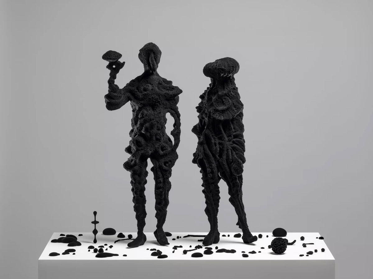 Kohei Nawa, Trans-A & Trans-E, 2-22, mixed media (nylon, stainless steel, paint, resin, velvet), Trans-A: 132.3 cm × 53 cm × 27.8 cm (52-1/16" × 20-7/8" × 10-15/16") Trans-E:122.8 cm × 48.6 cm × 26.4 cm (48-3/8" × 19-1/8" × 10-3/8"), © Kohei Nawa, Courtesy the artist and Pace Gallery
